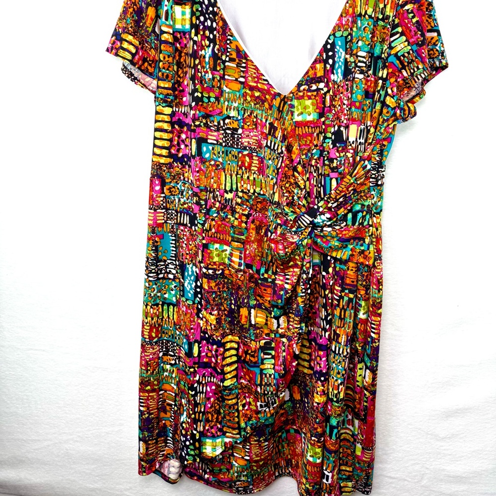 JFW Just For Wraps Colorful Abstract Print Dress Size 3X